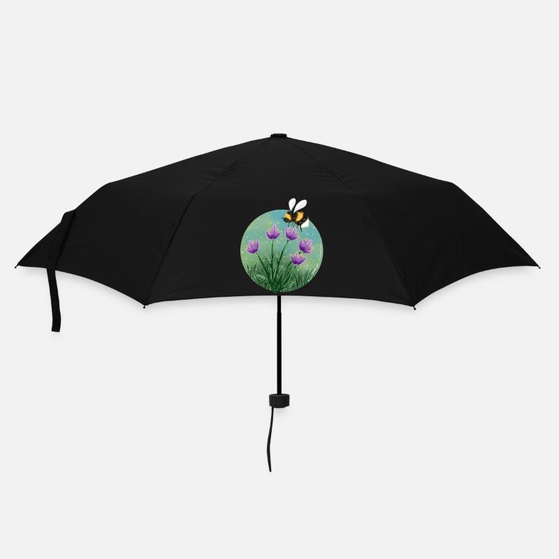 Bee and Flowers - Umbrella (small) - black