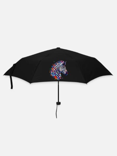 Zebra - Regenschirm (klein) - Schwarz