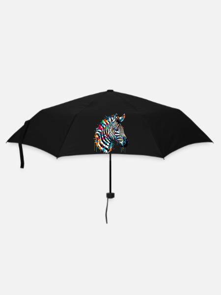 Zebra - Regenschirm (klein) - Schwarz