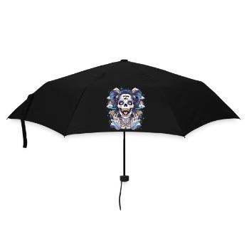 Crâne de squelette scintillant avec arc-en-ciel - Parapluie standard - noir - Devant