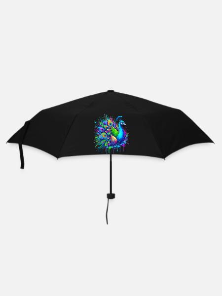 Pfau - Regenschirm (klein) - Schwarz