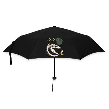 Dino 3, T-Rex, skeleton, wild world - Umbrella (small) - black - Front