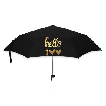 Hallo 100 Gold - Regenschirm (klein) - Schwarz - Vorne
