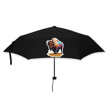 großer Bison - Regenschirm (klein) - Schwarz - Vorne