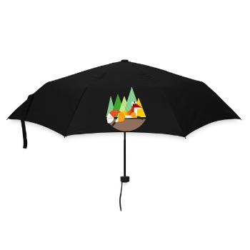 Fuchs Motiv – Ruhe und Natur im geometrischen Stil - Regenschirm (klein) - Schwarz - Vorne