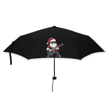 Weihnachtsmann Gitarre - Regenschirm (klein) - Schwarz - Vorne