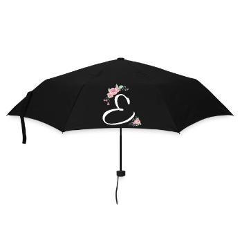 Brief und Blumen - Regenschirm (klein) - Schwarz - Vorne