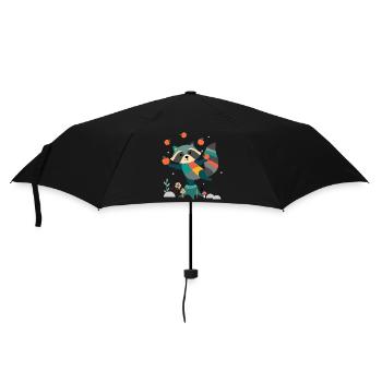 Playful raccoon happily juggling apples - Umbrella (small) - black - Front