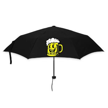 Bier Lustig Comic - Regenschirm (klein) - Schwarz - Vorne