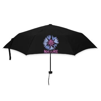 Blumen Nature Design – Wildblume Illustration - Regenschirm (klein) - Schwarz - Vorne