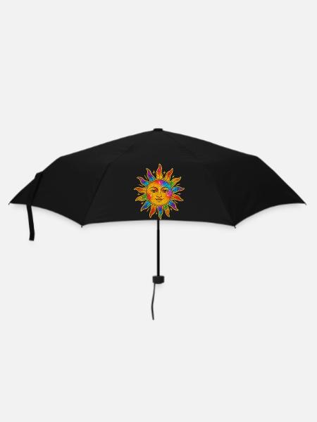 Sonne im Regenbogen-Glitzer - Regenschirm (klein) - Schwarz