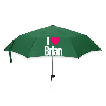 I Love Brian Pinkes Herz Ich liebe Brian - Regenschirm (klein) - Flaschengrün - Vorne