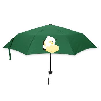 Canard douillet et endormi sur un lit jaune - Parapluie standard - vert bouteille - Devant