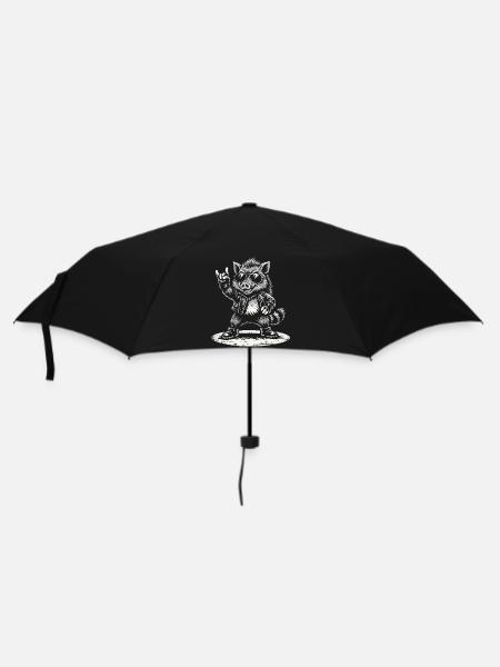 Retro Wildschwein Rock Musik Geschenk Lustig - Regenschirm (klein) - Schwarz