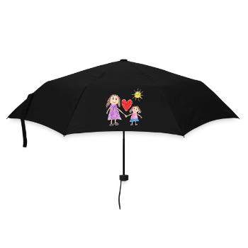 Mutter und Tochter – Herzzeichnung des Kindes - Regenschirm (klein) - Schwarz - Vorne
