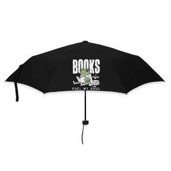 Bücherfrosch & Kaffee Bücherwurm Leseratte Buch - Regenschirm (klein) - Schwarz - Vorne