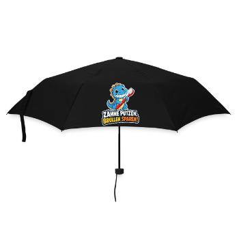 Dino Zähne putzen Schmerzen sparen Spruch Kinder - Regenschirm (klein) - Schwarz - Vorne