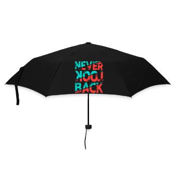 Never Look Back – Retro Typography Statement Design - Umbrella (small) - black - Front