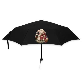 Schaf beim Stricken  - Regenschirm (klein) - Schwarz - Vorne