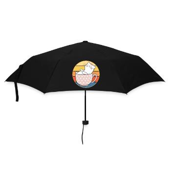 Funny Cute Kawaii Cat Face Retro Sunset - Umbrella (small) - black - Front