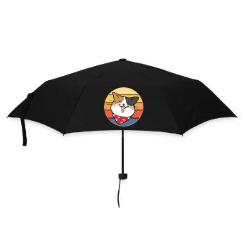 Funny Cute Kawaii Cat Face Retro Sunset - Umbrella (small) - black - Front