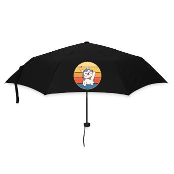 Drôle Kawaii Mignon Husky Dog Vintage Retro Sunset - Parapluie standard - noir - Devant