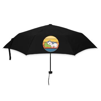 Drôle Kawaii Mignon Husky Dog Vintage Retro Sunset - Parapluie standard - noir - Devant