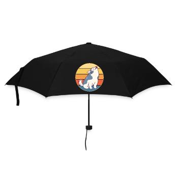 Drôle Kawaii Mignon Husky Dog Vintage Retro Sunset - Parapluie standard - noir - Devant