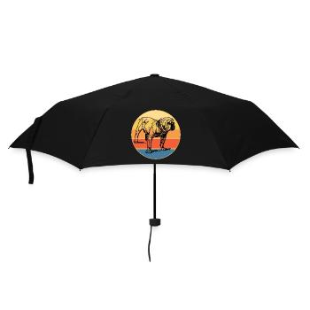 Bulldogge Hunderasse Vintage Retro Sonnenuntergang - Regenschirm (klein) - Schwarz - Vorne