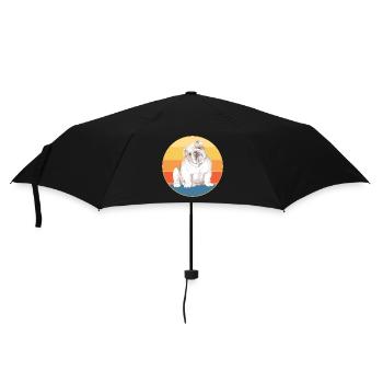 Bulldogge Hunderasse Vintage Retro Sonnenuntergang - Regenschirm (klein) - Schwarz - Vorne