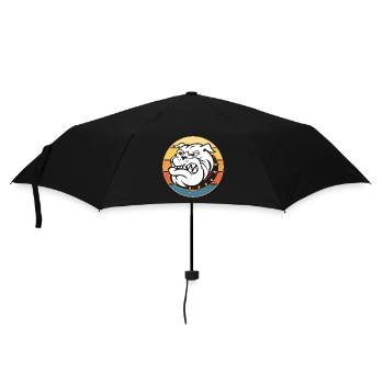 Bulldogge Hunderasse Vintage Retro Sonnenuntergang - Regenschirm (klein) - Schwarz - Vorne