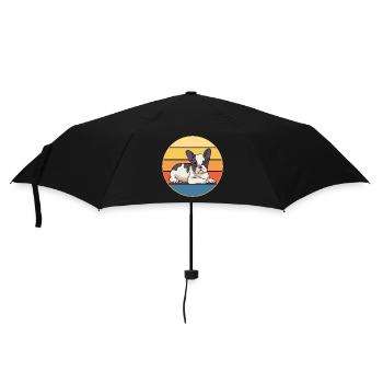 Bouledogue Français Chien Race Vintage Rétro Coucher de soleil - Parapluie standard - noir - Devant