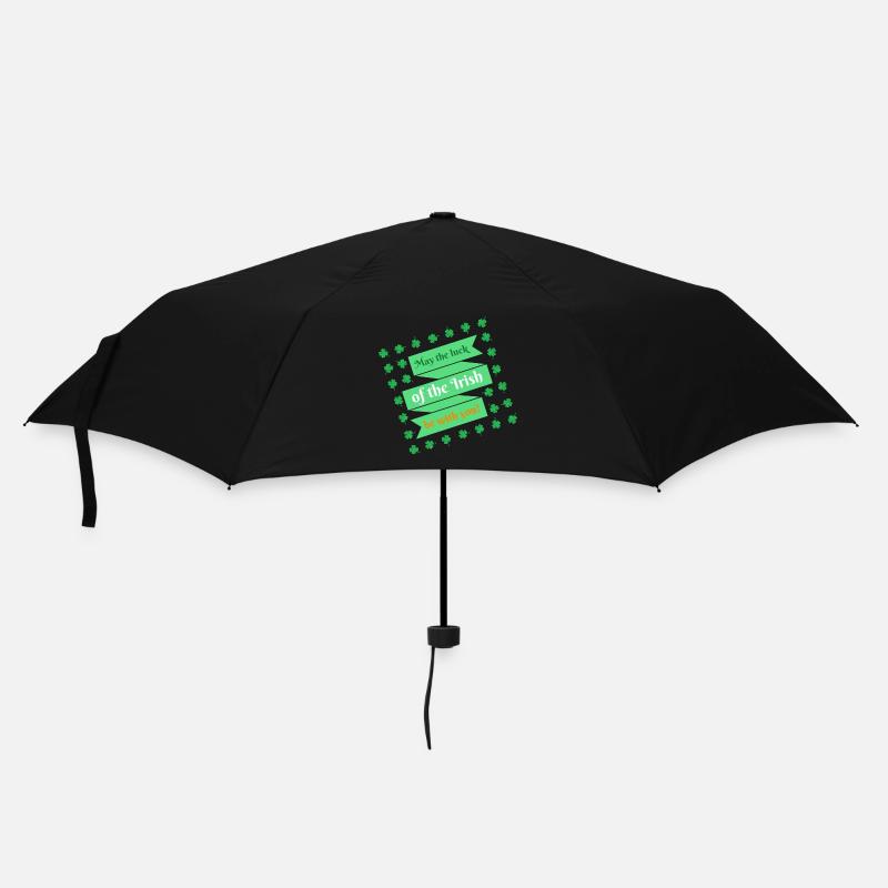 Bannière de la Saint-Patrick Bonheur Trèfle Feuilles vertes - Parapluie standard - noir