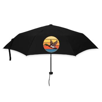 Niedliche Ente Vintage Retro Sonnenuntergang Tierliebhaber Design - Regenschirm (klein) - Schwarz - Vorne