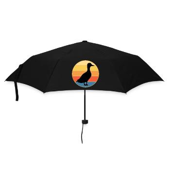 Niedliche Ente Vintage Retro Sonnenuntergang Tierliebhaber Design - Regenschirm (klein) - Schwarz - Vorne