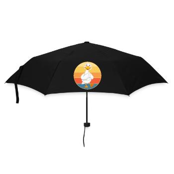 Niedliche Ente Vintage Retro Sonnenuntergang Tierliebhaber Design - Regenschirm (klein) - Schwarz - Vorne
