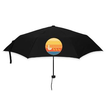 Niedliche Ente Vintage Retro Sonnenuntergang Tierliebhaber Design - Regenschirm (klein) - Schwarz - Vorne