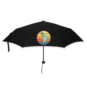 Süßer Frosch Vintage Retro Sonnenuntergang Tierliebhaber - Regenschirm (klein) - Schwarz - Vorne