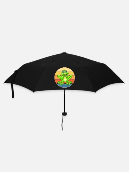 Mignon Grenouille Vintage Rétro Coucher de Soleil Animal Lover - Parapluie standard - noir