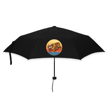 Bulldogge Hunderasse Vintage Retro Sonnenuntergang - Regenschirm (klein) - Schwarz - Vorne