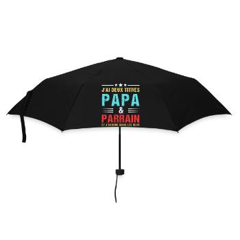 J'ai deux titres papa et parrain fête des pères - Parapluie standard - noir - Devant