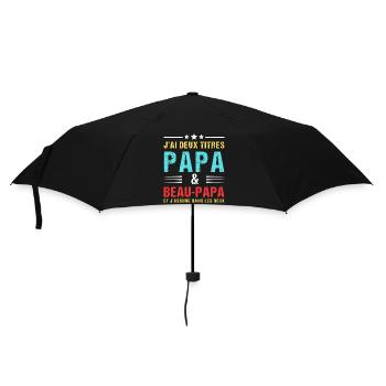J'ai deux titres papa et beau-papa fête pères - Parapluie standard - noir - Devant