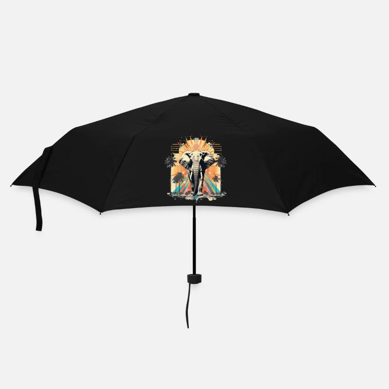Elefante vintage in stile tropicale estivo retrò - Ombrello tascabile - nero