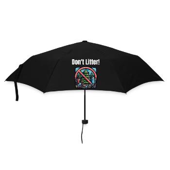 Anti-littering-slogan - Don't Litter - Regenschirm (klein) - Schwarz - Vorne