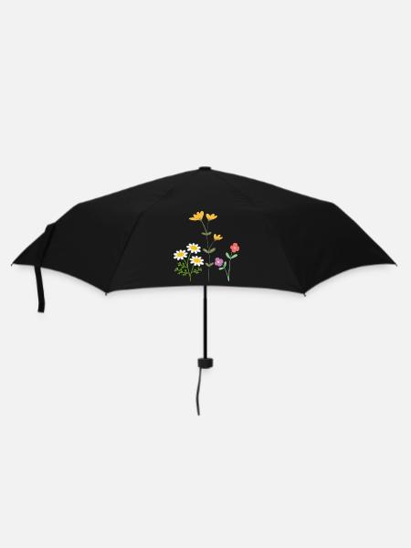 Flowers Blumen - Regenschirm (klein) - Schwarz