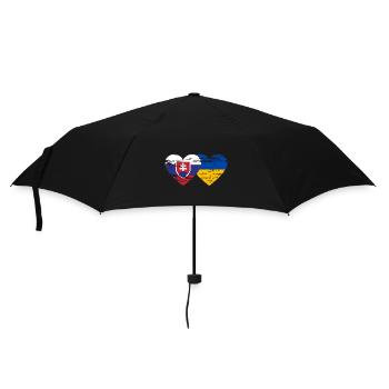 Slowakei Ukraine Flagge Herz used - Regenschirm (klein) - Schwarz - Vorne