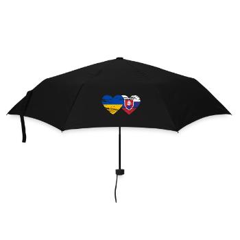 Ukraine Slovakia Flag Heart used - Umbrella (small) - black - Front