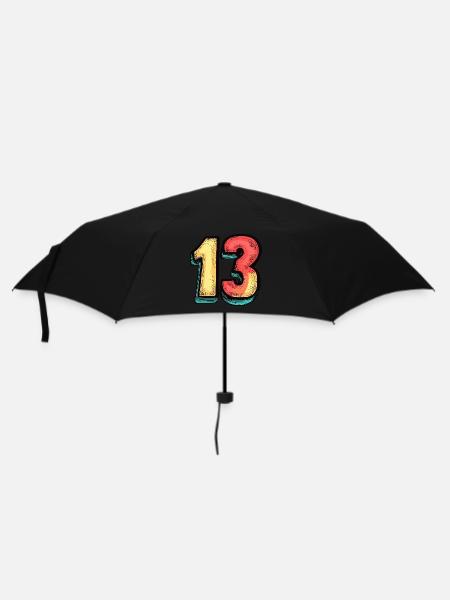 13 Zahl Comic - Regenschirm (klein) - Schwarz
