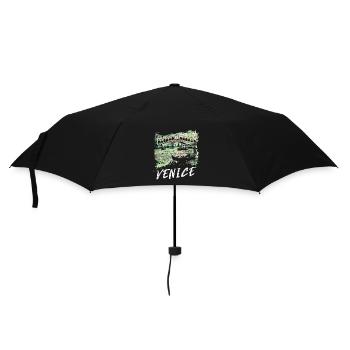 Venice's Rialto Bridge: Charming Illustration - Umbrella (small) - black - Front