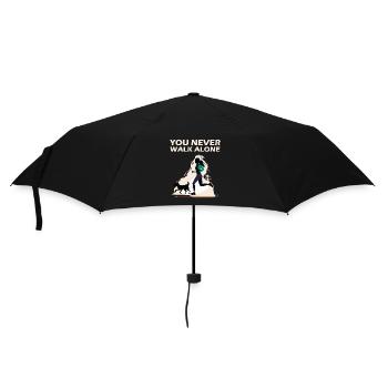 Hund Never walk alone grazy Gassi Hundeliebhaber - Regenschirm (klein) - Schwarz - Vorne